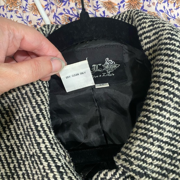 Live a Little Black and White Pea Coat - Picture 12 of 12